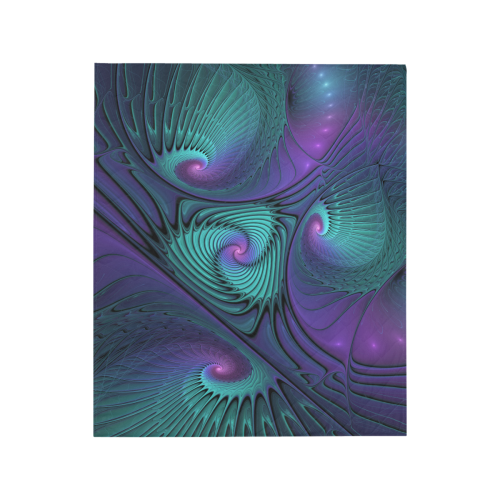 Purple Meets Turquoise Modern Abstract Fractal Art Quilt 50"x60"