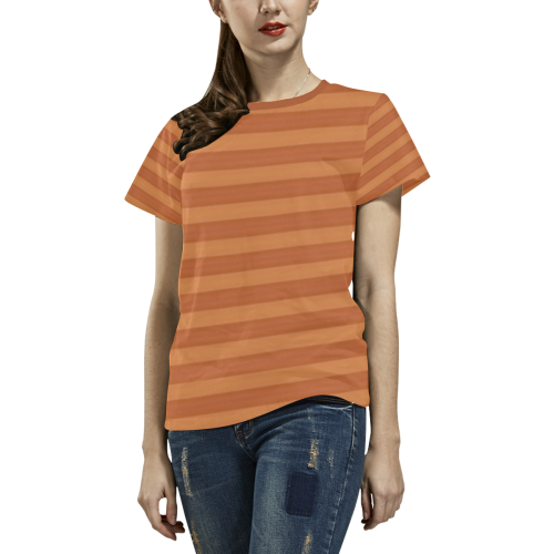 Mango Stripes All Over Print T-shirt for Women/Large Size (USA Size) (Model T40)
