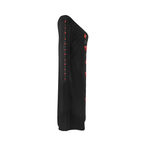 Las Vegas Black and Red Poker Casino Card Shapes Black Bateau A-Line Skirt (D21)