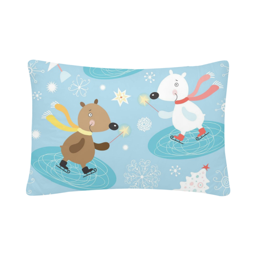 Happy Ice Skating Bears Custom Pillow Case 20"x 30" (One Side) (Set of 2)
