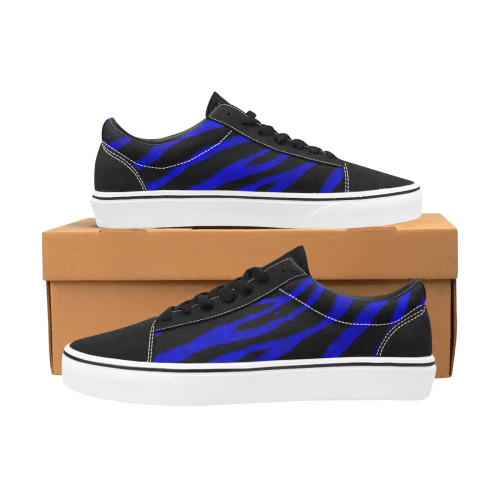 Ripped SpaceTime Stripes - Blue Men's Low Top Skateboarding Shoes (Model E001-2)