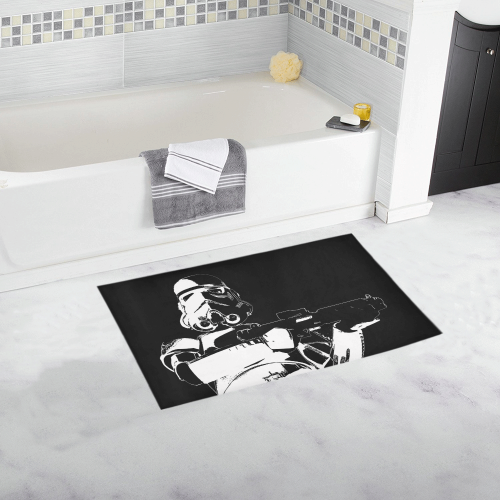 Black & White Stormtrooper Stamp Bath Rug 16x28 Bath Rug 16''x 28''