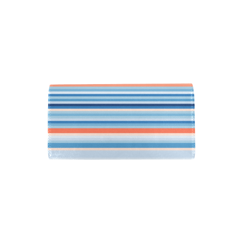 blue and coral stripe 2 Women's Trifold Wallet (Model 1675)