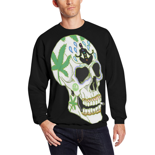 Enlightenment Sugar Skull Black All Over Print Crewneck Sweatshirt for Men (Model H18)
