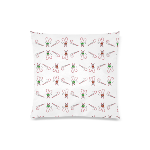 Christmas Candy Canes with Bows Custom Zippered Pillow Case 20"x20"(Twin Sides)