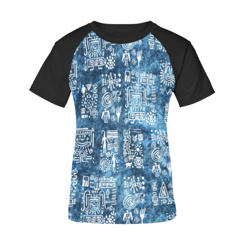 Africa Cultur Art Pattern - Rough Stamp 1 Women's Raglan T-Shirt/Front Printing (Model T62)