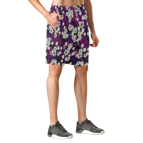 Sakura Breeze Chill Violet Men's All Over Print Elastic Beach Shorts (Model L20)