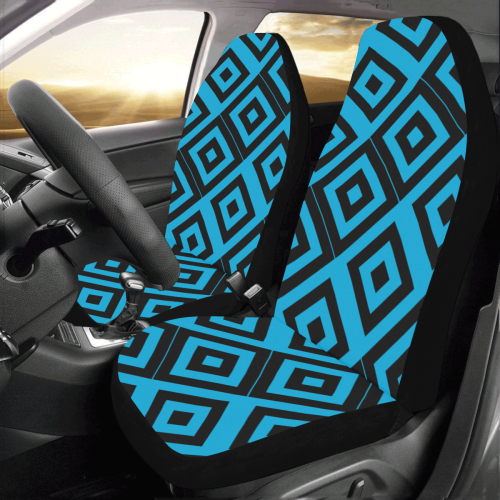 Blue-Black Pattern Car Seat Covers (Set of 2)
