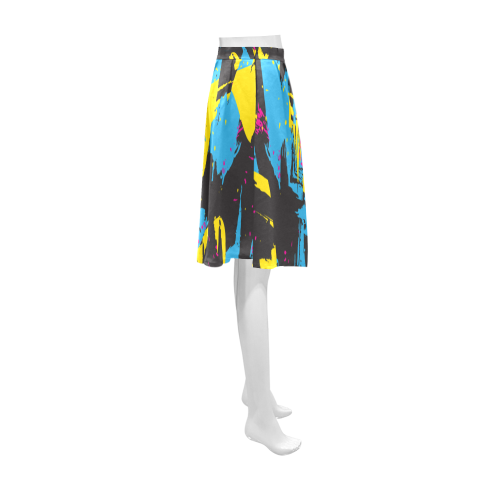 Colorful paint stokes on a black background Athena Women's Short Skirt (Model D15)