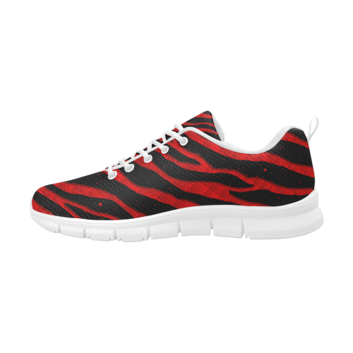 Ripped SpaceTime Stripes - Red Women's Breathable Running Shoes/Large (Model 055)