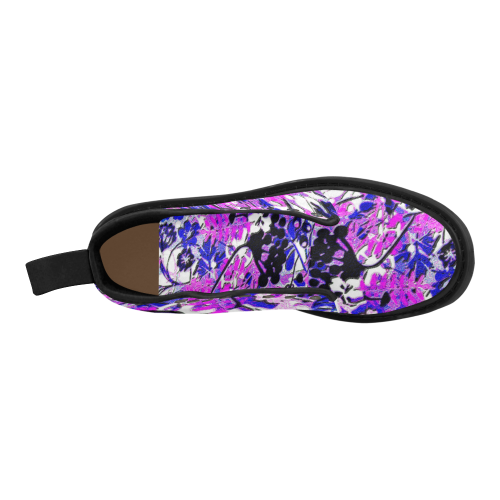 floral abstract in shades of purple Martin Boots for Men (Black) (Model 1203H)