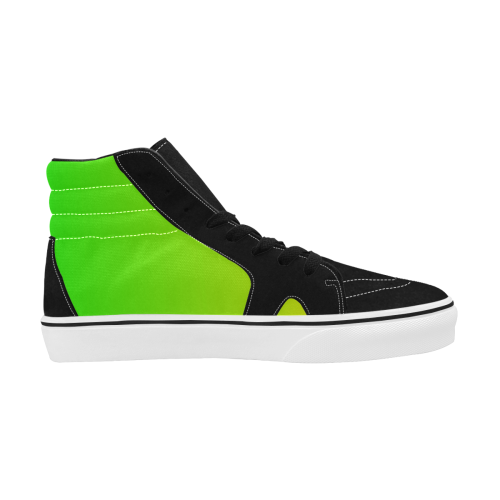 Yellow-Green Ombre Women's High Top Skateboarding Shoes (Model E001-1)