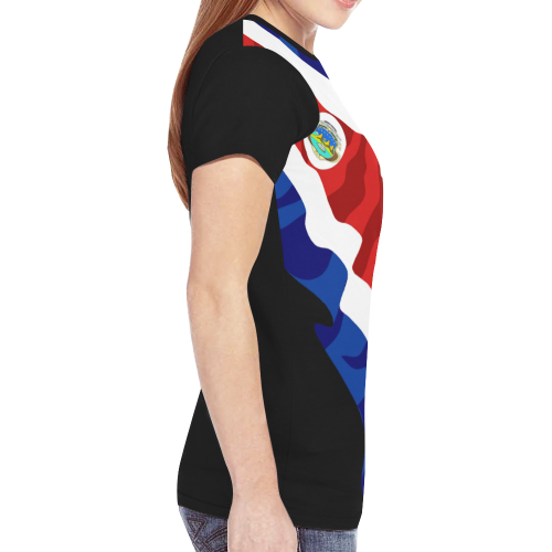 Costa Rica Ladies Classic Flag Tee 2.0 (Black) New All Over Print T-shirt for Women (Model T45)