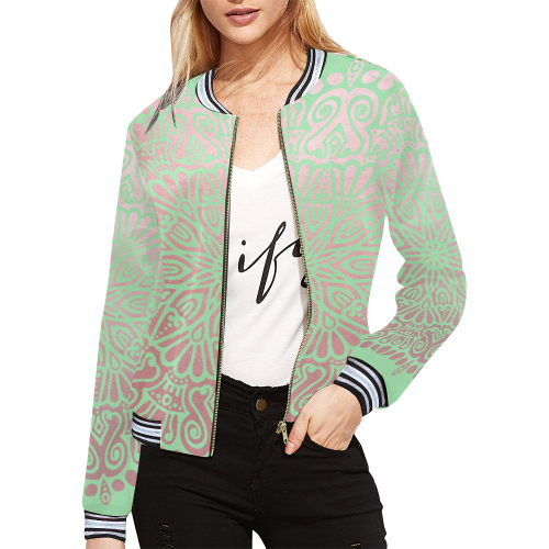 Frosty Princess double mint All Over Print Bomber Jacket for Women (Model H21)