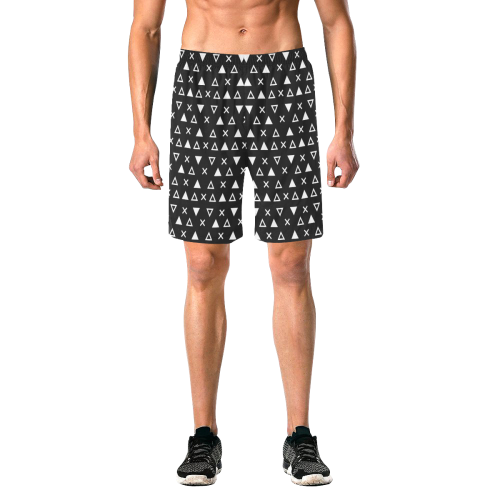 Geo Line Triangle Men's All Over Print Elastic Beach Shorts (Model L20)