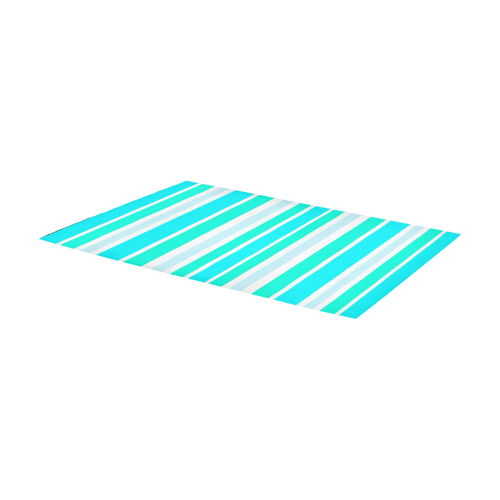 Turquoise Green Stripes Area Rug 7'x3'3''