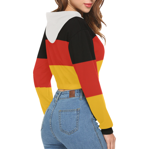 German Flag Colored Stripes All Over Print Crop Hoodie for Women (Model H22)