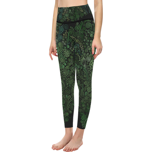 3D Psychedelic Abstract Fantasy Tree Greenery Women's All Over Print High-Waisted Leggings (Model L36)