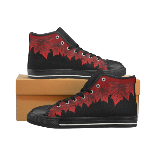 Canada Maple Leaf Sneakers Black High Tops High Top Canvas Shoes for Kid (Model 017)