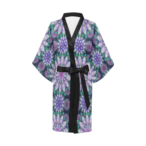 Lotus Flower Ornament - Violet and green Kimono Robe