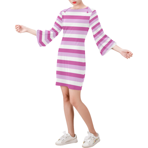 Pink Stripes Bell Sleeve Dress (Model D52)