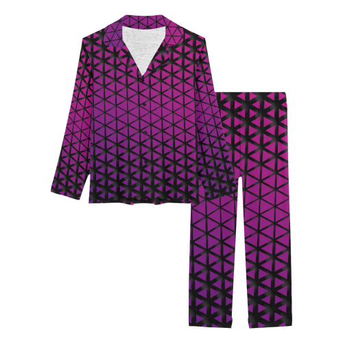 triangle patterns #pattern Women's Long Pajama Set (Sets 02)