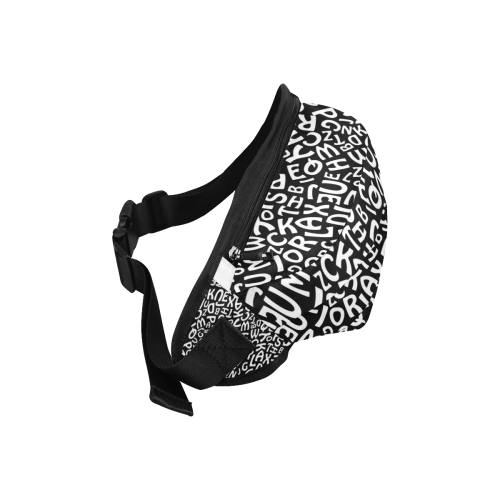 Alphabet Black and White Letters Fanny Pack/Large (Model 1676)