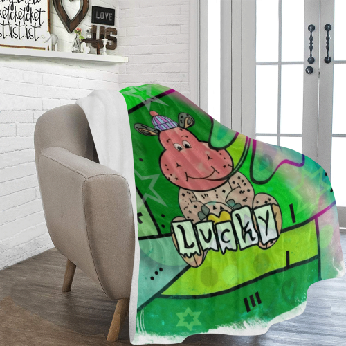 Lucky Hippo by Nico Bielow Ultra-Soft Micro Fleece Blanket 60"x80"