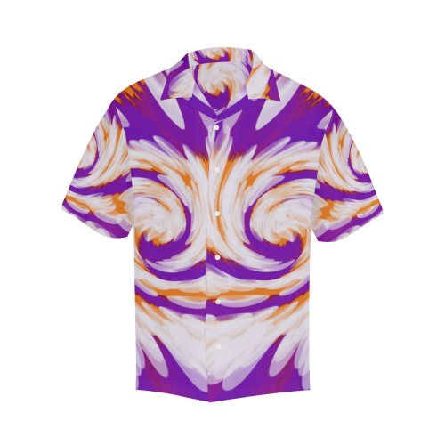 Purple Orange Tie Dye Swirl Abstract Hawaiian Shirt (Model T58)