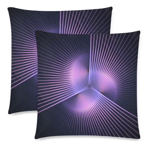 Purple Rays Custom Zippered Pillow Cases 18"x 18" (Twin Sides) (Set of 2)