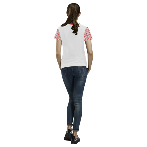 NUMBERS Collection Symbols Red/White All Over Print T-shirt for Women/Large Size (USA Size) (Model T40)