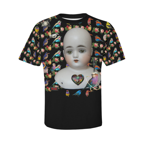 All the Birds and Roses and a Creepy Doll Men's All Over Print T-Shirt with Chest Pocket (Model T56)