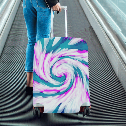 Turquoise Pink Tie Dye Swirl Abstract Luggage Cover/Medium 22"-25"