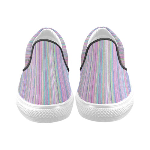 Broken TV screen digital rainbow stripe 2 Slip-on Canvas Shoes for Men/Large Size (Model 019)