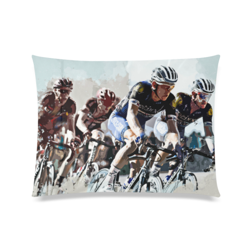 Bike Cyclists Battling for Position in Race Custom Zippered Pillow Case 20"x26"(Twin Sides)