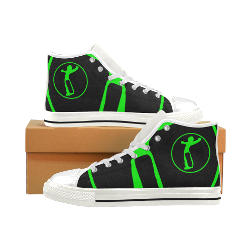 DW wht blk green remix Men’s Classic High Top Canvas Shoes (Model 017)