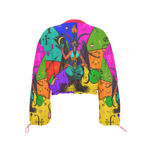 Awesome Baphomet Popart Cropped Chiffon Jacket for Women (Model H30)