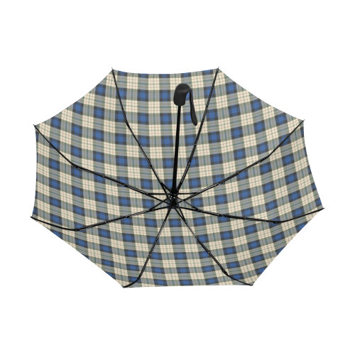 Classic Tartan Squares Fabric - blue beige Anti-UV Auto-Foldable Umbrella (Underside Printing) (U06)