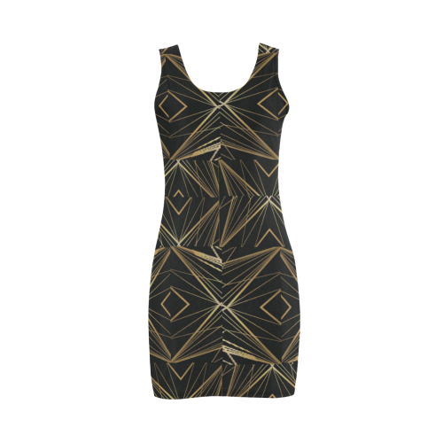 Sexy geometric design lines in gold medea vest dress by FlipStylez Designs Medea Vest Dress (Model D06)