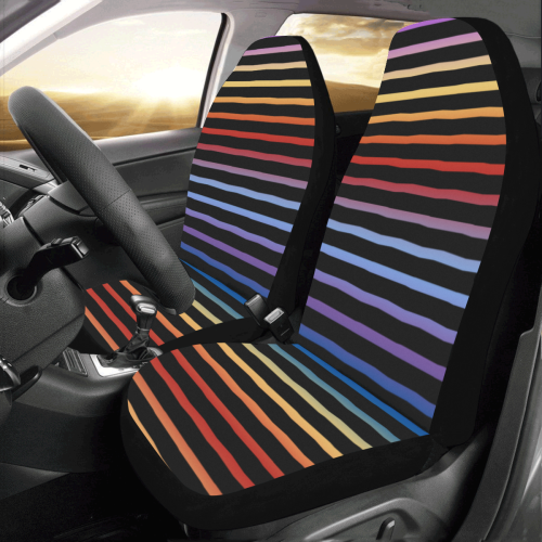 Narrow Flat Stripes Pattern Colored Car Seat Covers (Set of 2)