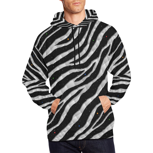 Ripped SpaceTime Stripes - White All Over Print Hoodie for Men/Large Size (USA Size) (Model H13)