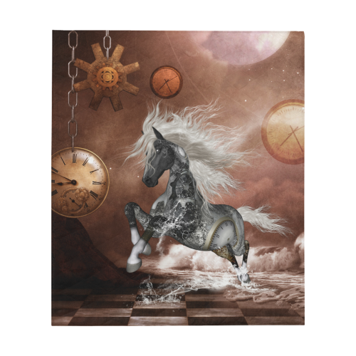 Amazing steampunk horse, silver Quilt 60"x70"