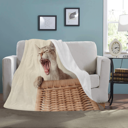 Yawning Cat Ultra-Soft Micro Fleece Blanket 50"x60"