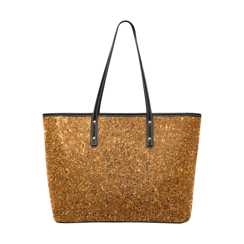 Copper Glitter Chic Leather Tote Bag (Model 1709)