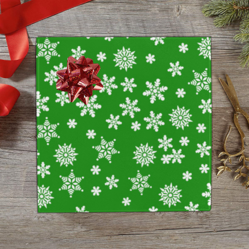 Christmas White Snowflakes on Green Gift Wrapping Paper 58"x 23" (1 Roll)
