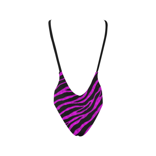 Ripped SpaceTime Stripes - Pink Sexy Low Back One-Piece Swimsuit (Model S09)