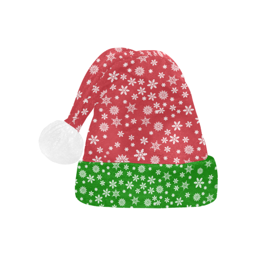 Christmas Snowflakes Beanie Red and Green Santa Hat