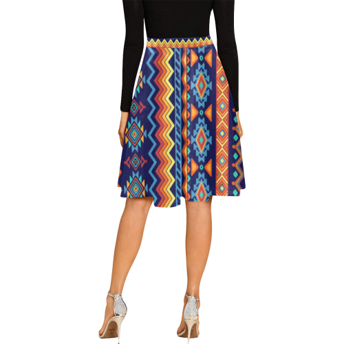 Awesome Ethnic Boho Design Melete Pleated Midi Skirt (Model D15)