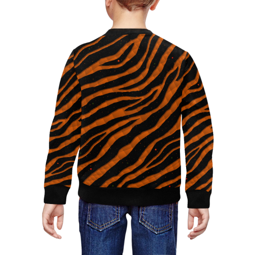 Ripped SpaceTime Stripes - Orange All Over Print Crewneck Sweatshirt for Kids (Model H29)