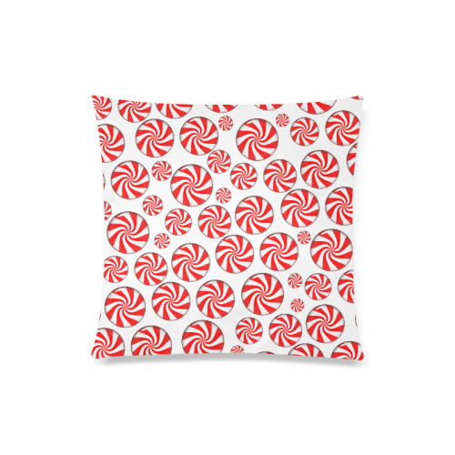 Christmas Peppermint Candy White Custom Zippered Pillow Case 20"x20"(Twin Sides)